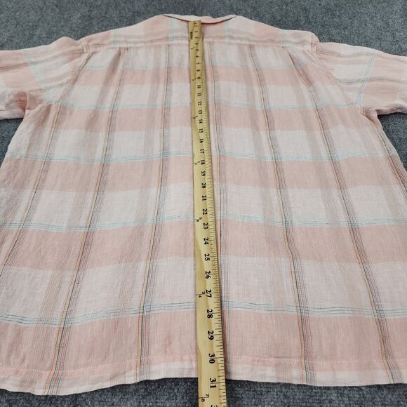 Tommy Bahama Shirt Mens XL Plaid Linen Camp Loop Collar Coconut Buttons Sur Mer - Picture 6 of 16